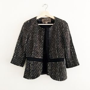 New Giambattista Valli tweed peplum hem cropped blazer